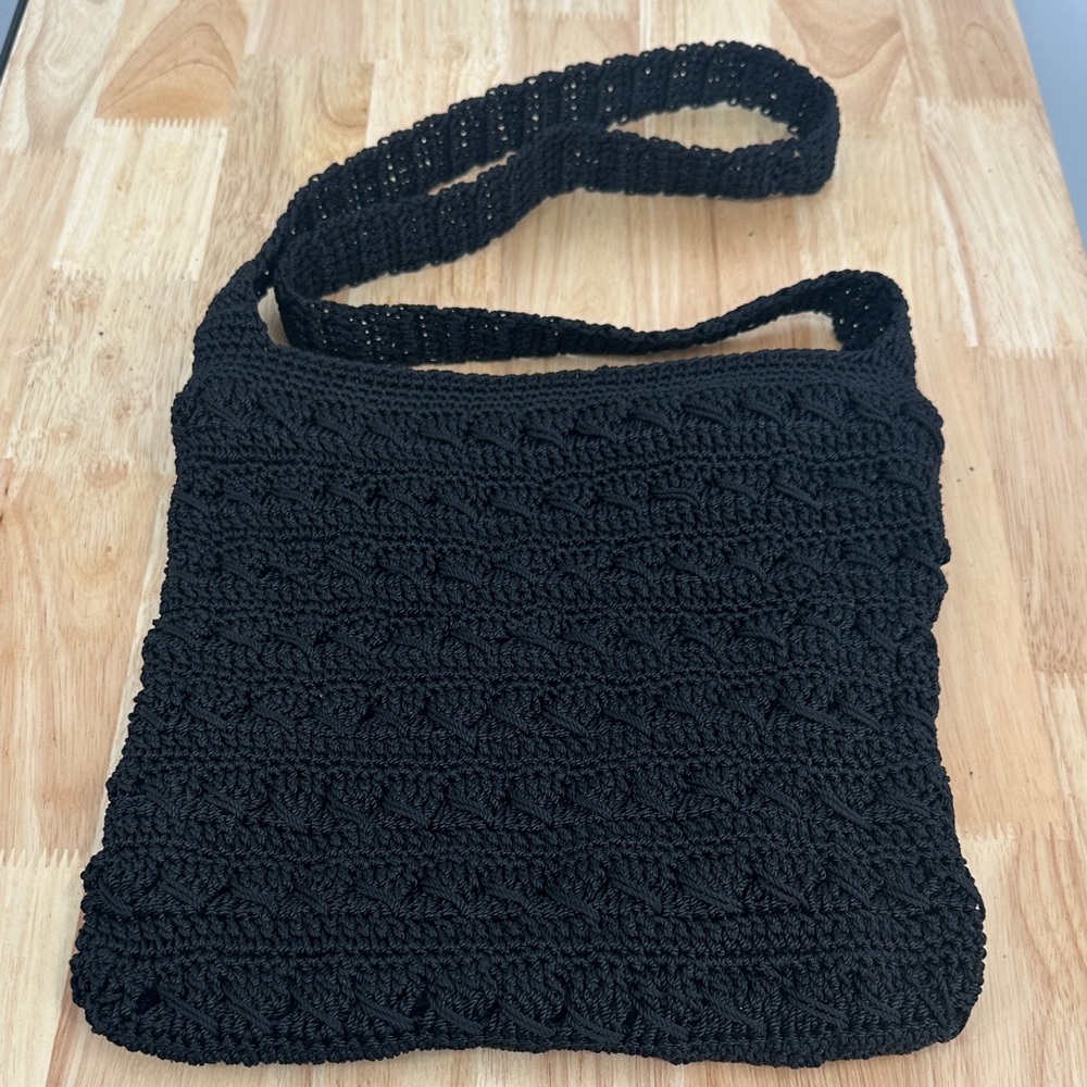 Elegant Black Crochet Shoulder Bag